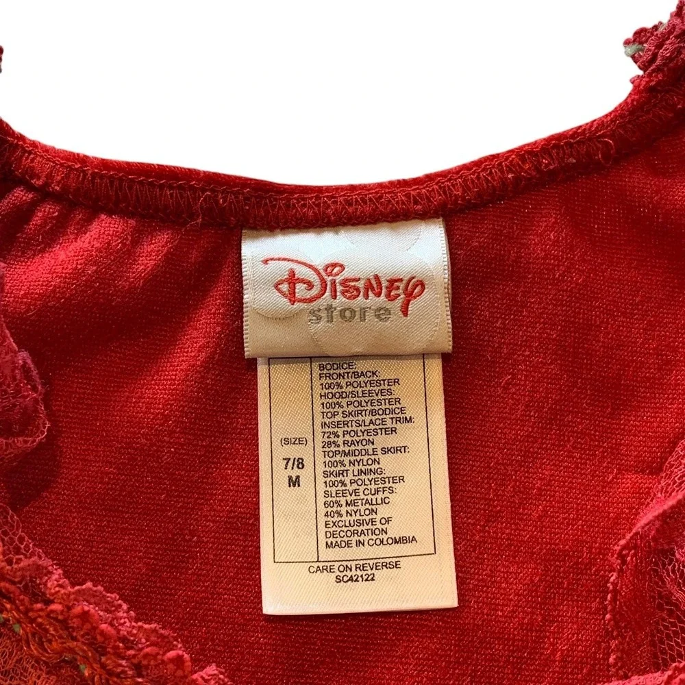Vintage Disney Store Belle Costume Girls 7/8 Red Velvet Beauty Beast Winter